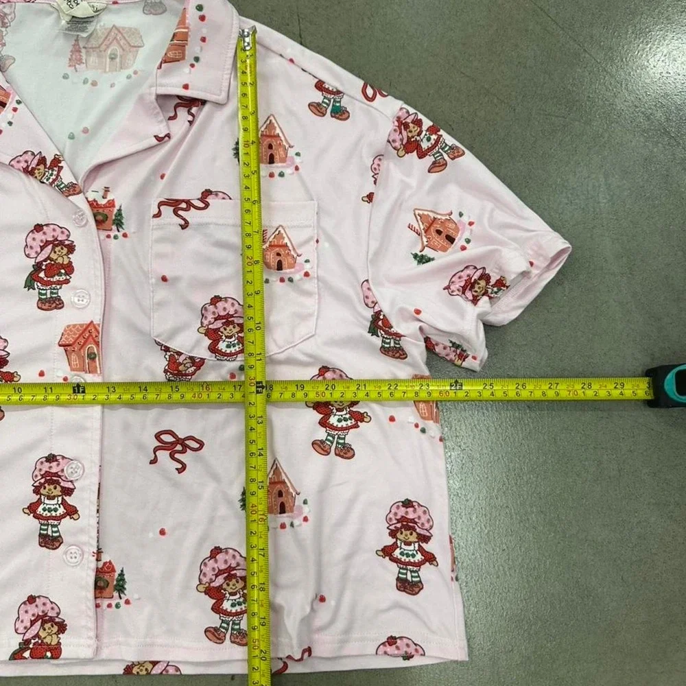 Strawberry Shortcake Gingerbread House Pajama Button Up Top